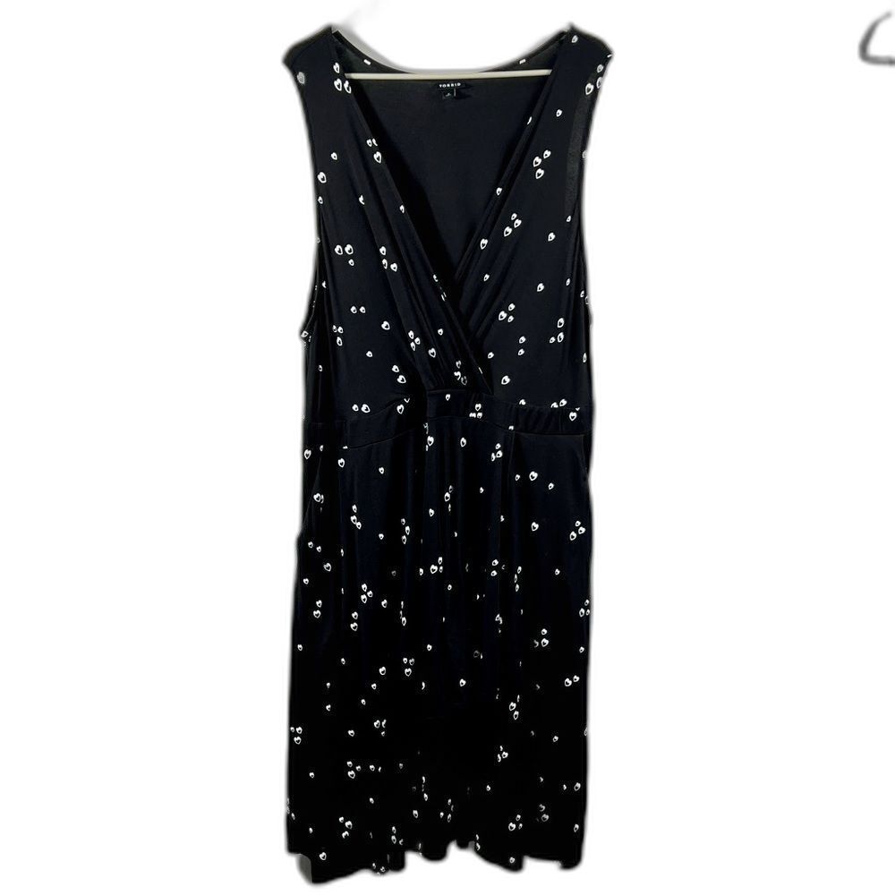 Sleeveless Black Floral Wrap-Style Women's Dress